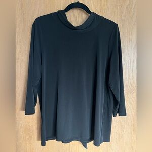 Chico's black draped back long sleeve top size large